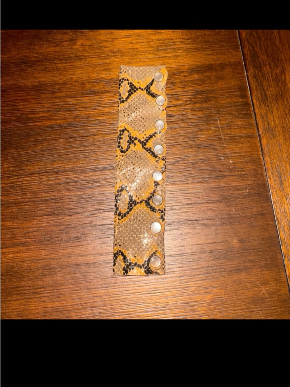 Harley-Davidson Tan and Black Snakeskin Snap Hair Cuff